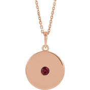 14K Rose Lab-Grown Ruby Disc 16-18" Necklace