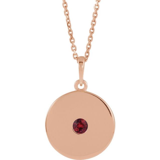 14K Rose Lab-Grown Ruby Disc 16-18" Necklace