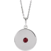 Sterling Silver Lab-Grown Ruby Disc 16-18" Necklace