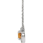 Sterling Silver 4 mm Natural Citrine & .05 CTW Natural Diamond 16" Necklace
