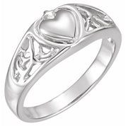 14K White Heart Ring