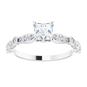 14K White 4.5 mm Square 3/4 CTW Natural Diamond Engagement Ring