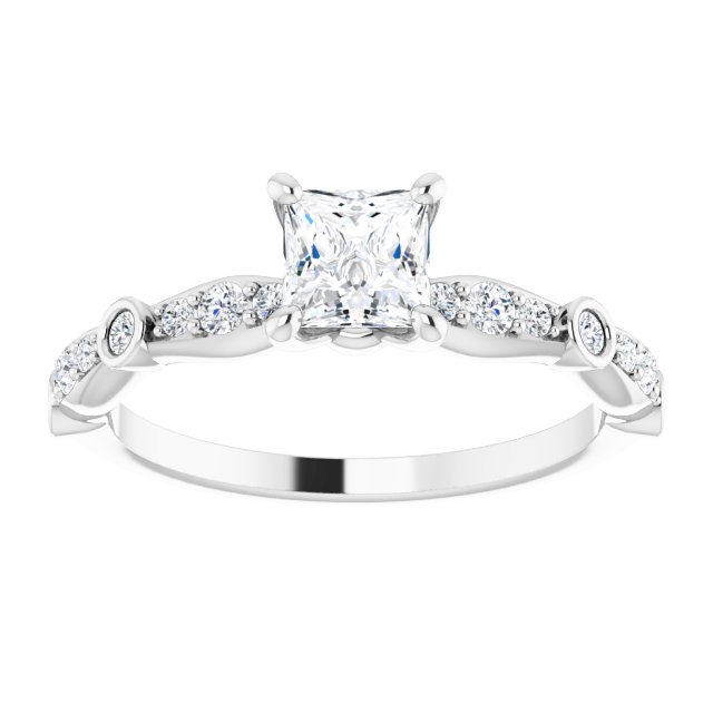 14K White 4.5 mm Square 3/4 CTW Natural Diamond Engagement Ring