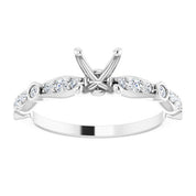 14K White 4.5 x 4.5 mm Square 1/5 CTW Natural Diamond Semi-Set Engagement Ring