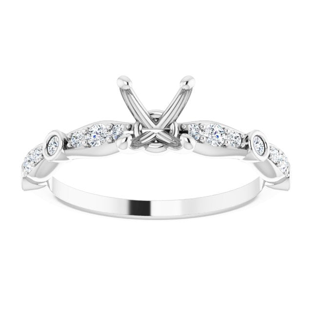 14K White 4.5 x 4.5 mm Square 1/5 CTW Natural Diamond Semi-Set Engagement Ring