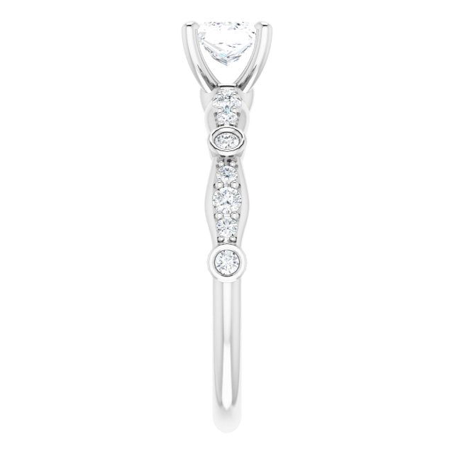 14K White 4.5 mm Square 3/4 CTW Natural Diamond Engagement Ring