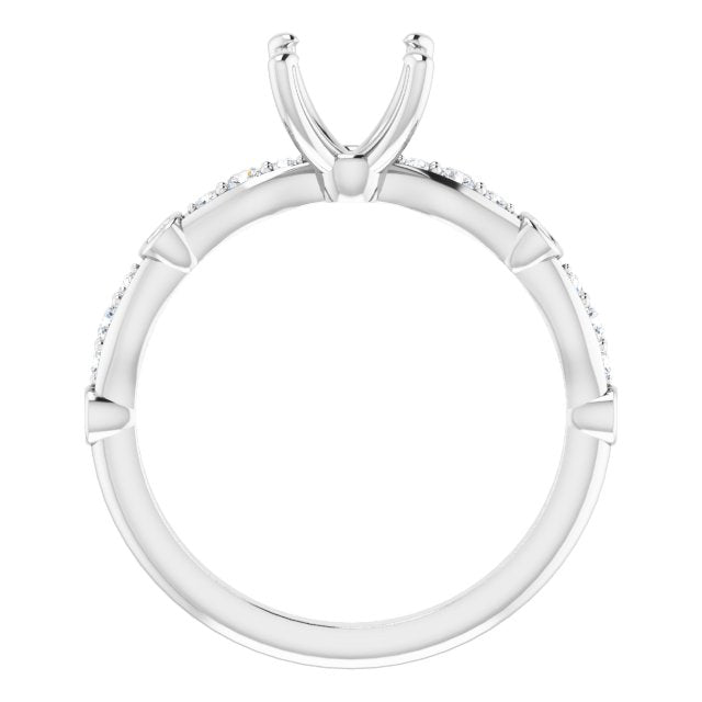 18K White 5.5 x 5.5 mm Square 1/5 CTW Natural Diamond Semi-Set Engagement Ring