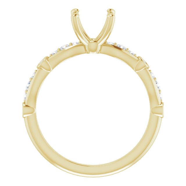 14K Yellow 5.5 x 5.5 mm Square 1/5 CTW Natural Diamond Semi-Set Engagement Ring