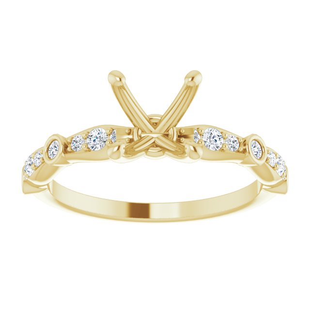 14K Yellow 5.5 x 5.5 mm Square 1/5 CTW Natural Diamond Semi-Set Engagement Ring