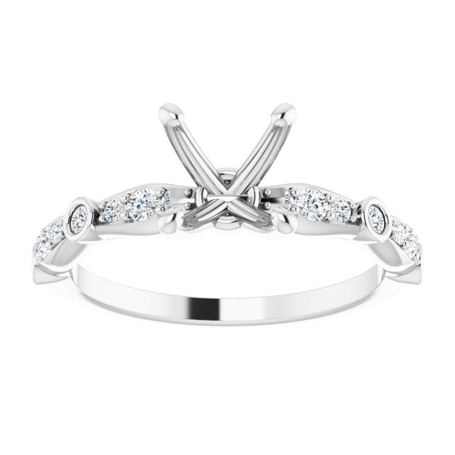 Platinum 5.5 x 5.5 mm Square 1/5 CTW Natural Diamond Semi-Set Engagement Ring