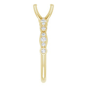 14K Yellow 5.5 x 5.5 mm Square 1/5 CTW Natural Diamond Semi-Set Engagement Ring