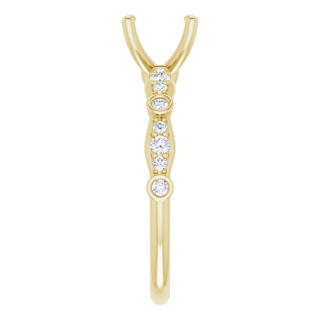 14K Yellow 5.5 x 5.5 mm Square 1/5 CTW Natural Diamond Semi-Set Engagement Ring