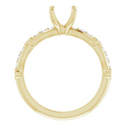 18K Yellow 5 x 5 mm Square 1/5 CTW Natural Diamond Semi-Set Engagement Ring