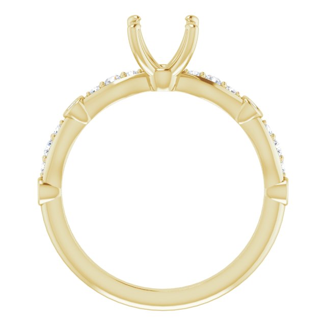 18K Yellow 5 x 5 mm Square 1/5 CTW Natural Diamond Semi-Set Engagement Ring