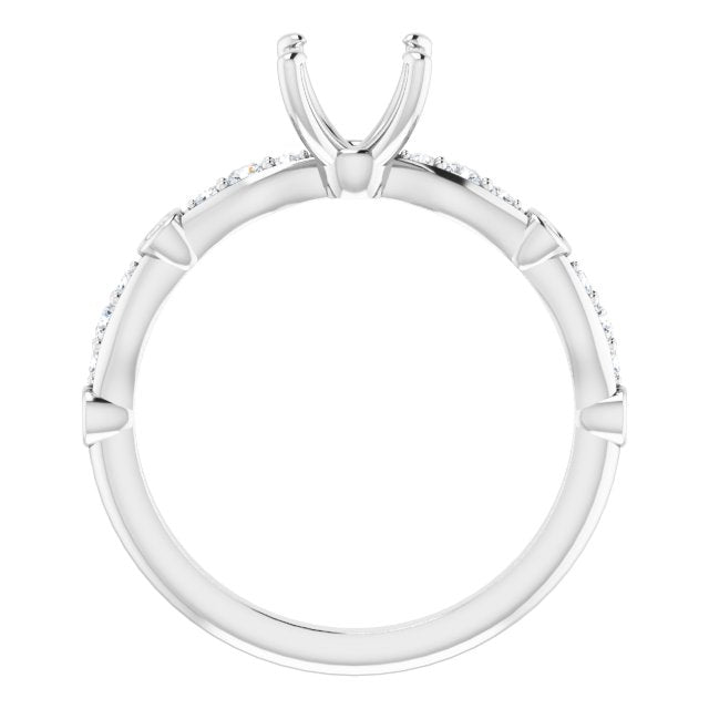 18K White 5 x 5 mm Square 1/5 CTW Natural Diamond Semi-Set Engagement Ring