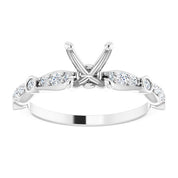 14K White 5 x 5 mm Square 1/5 CTW Natural Diamond Semi-Set Engagement Ring