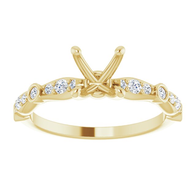 18K Yellow 5 x 5 mm Square 1/5 CTW Natural Diamond Semi-Set Engagement Ring