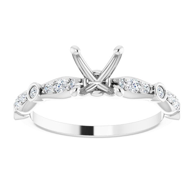 18K White 5 x 5 mm Square 1/5 CTW Natural Diamond Semi-Set Engagement Ring