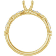 14K Yellow 5.2 mm Round 1/5 CTW Natural Diamond Semi-Set Engagement Ring