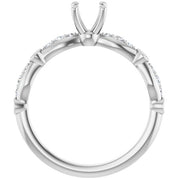 Platinum 5.2 mm Round 1/5 CTW Natural Diamond Semi-Set Engagement Ring