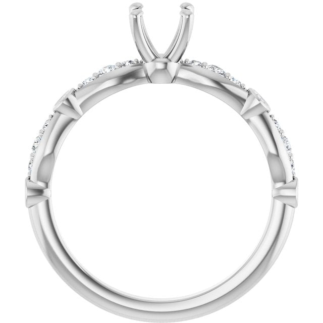 Platinum 5.2 mm Round 1/5 CTW Natural Diamond Semi-Set Engagement Ring
