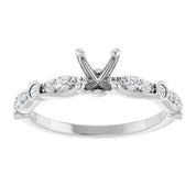 14K White 5.2 mm Round 1/5 CTW Natural Diamond Semi-Set Engagement Ring