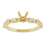 14K Yellow 5.2 mm Round 1/5 CTW Natural Diamond Semi-Set Engagement Ring
