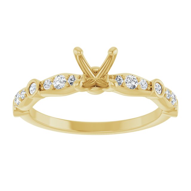 14K Yellow 5.2 mm Round 1/5 CTW Natural Diamond Semi-Set Engagement Ring