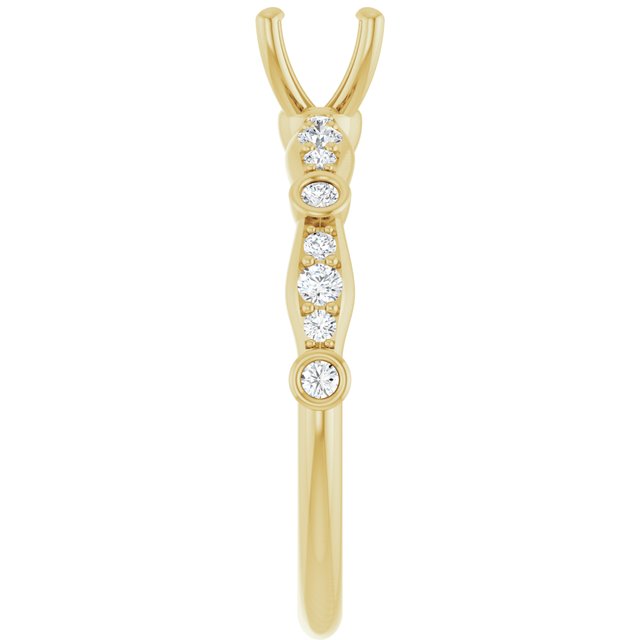 14K Yellow 5.2 mm Round 1/5 CTW Natural Diamond Semi-Set Engagement Ring