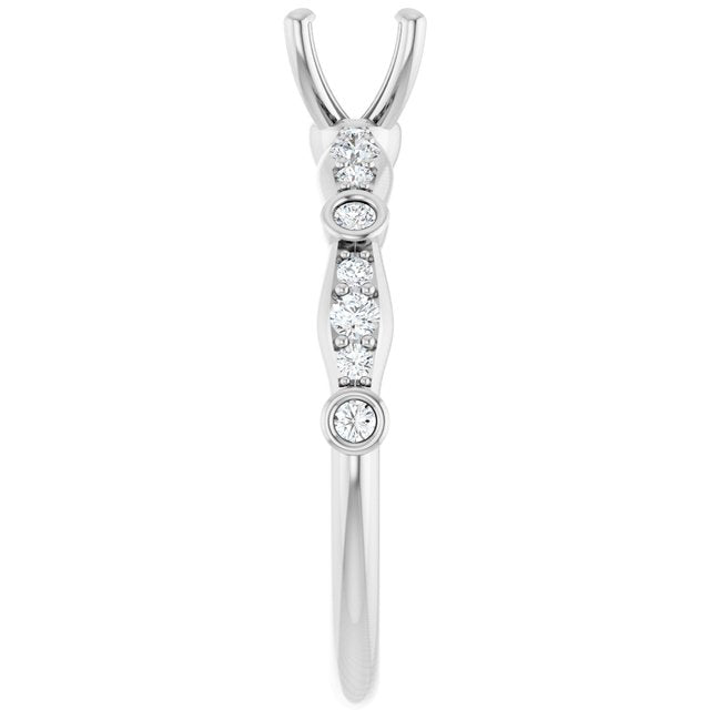 Platinum 5.2 mm Round 1/5 CTW Natural Diamond Semi-Set Engagement Ring