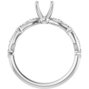 Platinum 5.8 mm Round 1/5 CTW Natural Diamond Semi-Set Engagement Ring