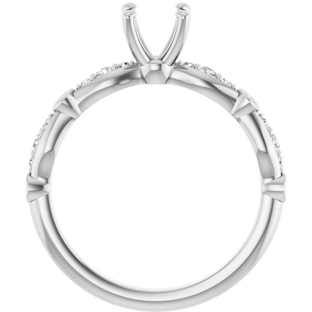 Platinum 5.8 mm Round 1/5 CTW Natural Diamond Semi-Set Engagement Ring