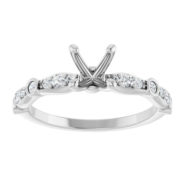18K White 5.8 mm Round 1/4 CTW Natural Diamond Semi-Set Engagement Ring