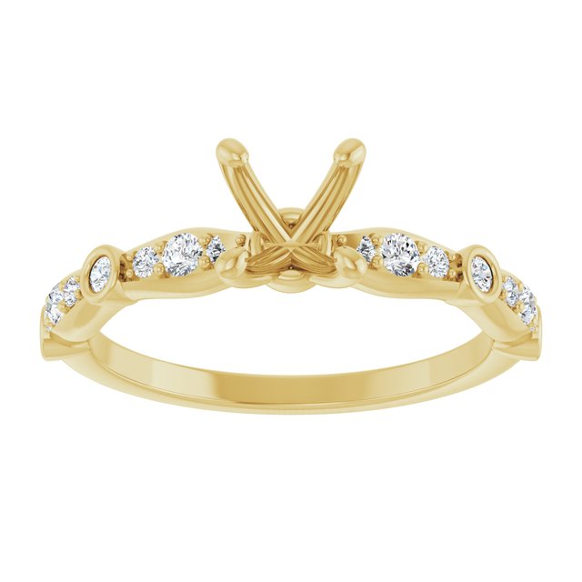 14K Yellow 5.8 mm Round 1/5 CTW Natural Diamond Semi-Set Engagement Ring