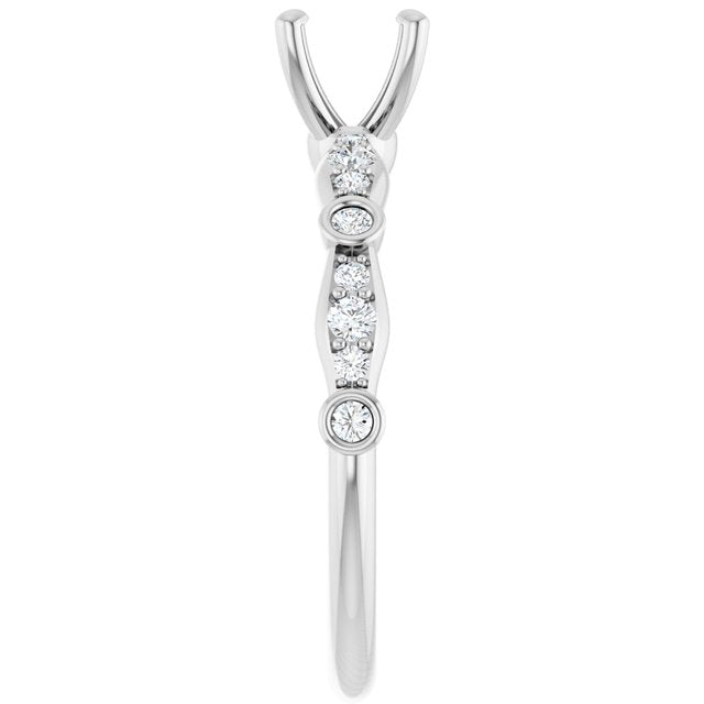 Platinum 5.8 mm Round 1/5 CTW Natural Diamond Semi-Set Engagement Ring