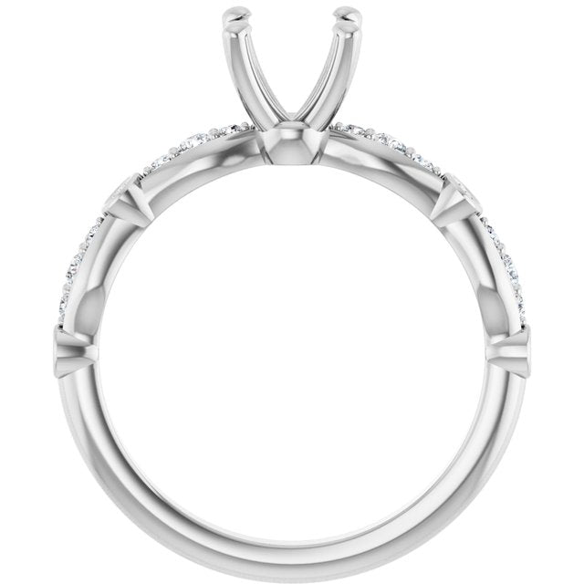 14K White 6.5 mm Round 1/5 CTW Natural Diamond Semi-Set Engagement Ring