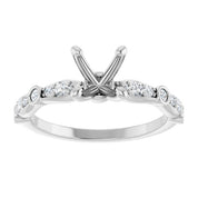 14K White 6.5 mm Round 1/5 CTW Natural Diamond Semi-Set Engagement Ring