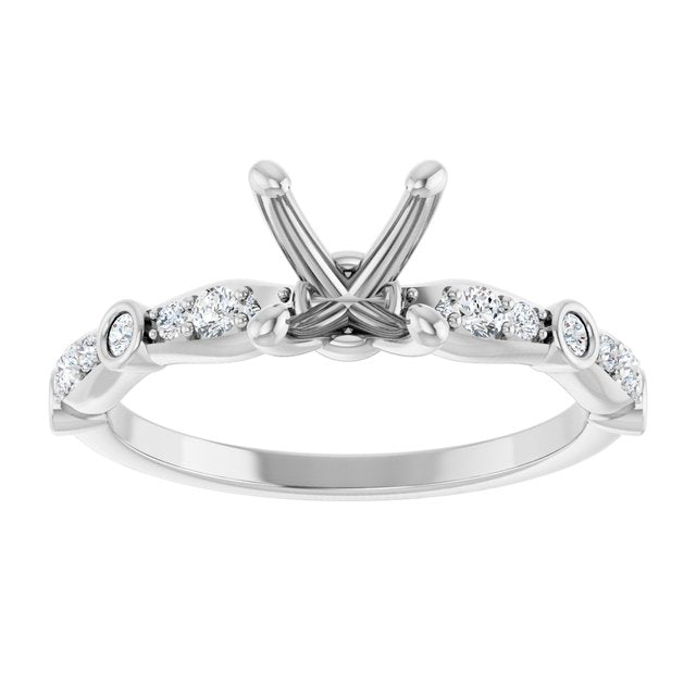14K White 6.5 mm Round 1/5 CTW Natural Diamond Semi-Set Engagement Ring