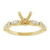 14K Yellow 6.5 mm Round 1/5 CTW Natural Diamond Semi-Set Engagement Ring