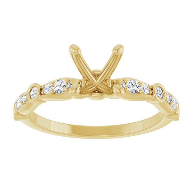 14K Yellow 6.5 mm Round 1/5 CTW Natural Diamond Semi-Set Engagement Ring