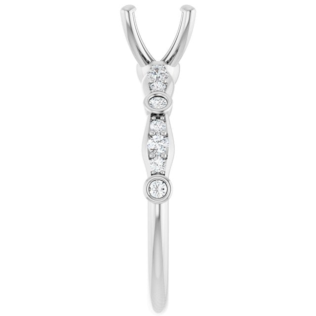 18K White 6.5 mm Round 1/5 CTW Natural Diamond Semi-Set Engagement Ring