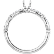 14K White 4.1 mm Round 1/4 CTW Natural Diamond Semi-Set Engagement Ring