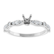 14K White 4.1 mm Round 1/4 CTW Natural Diamond Semi-Set Engagement Ring