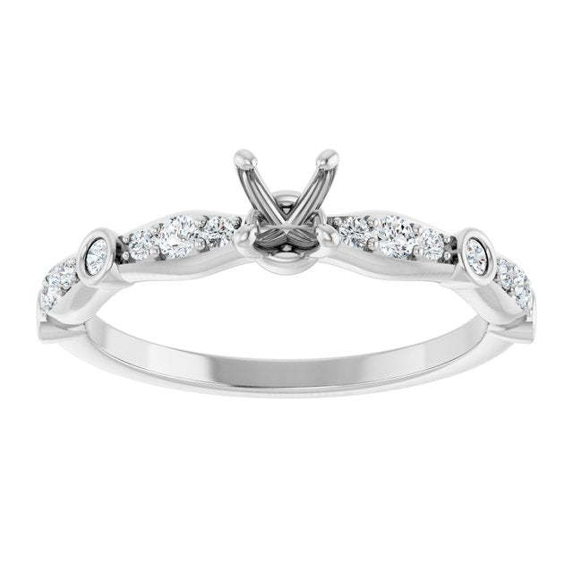 14K White 4.1 mm Round 1/4 CTW Natural Diamond Semi-Set Engagement Ring
