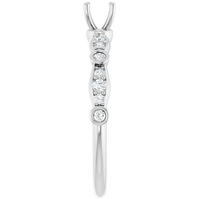 14K White 4.1 mm Round 1/4 CTW Natural Diamond Semi-Set Engagement Ring