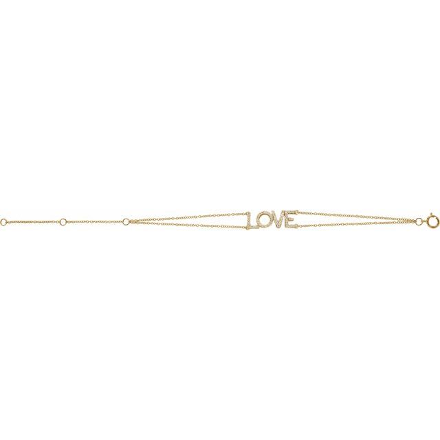 14K Yellow 1/4 CTW Natural Diamond Love 5-7" Bracelet