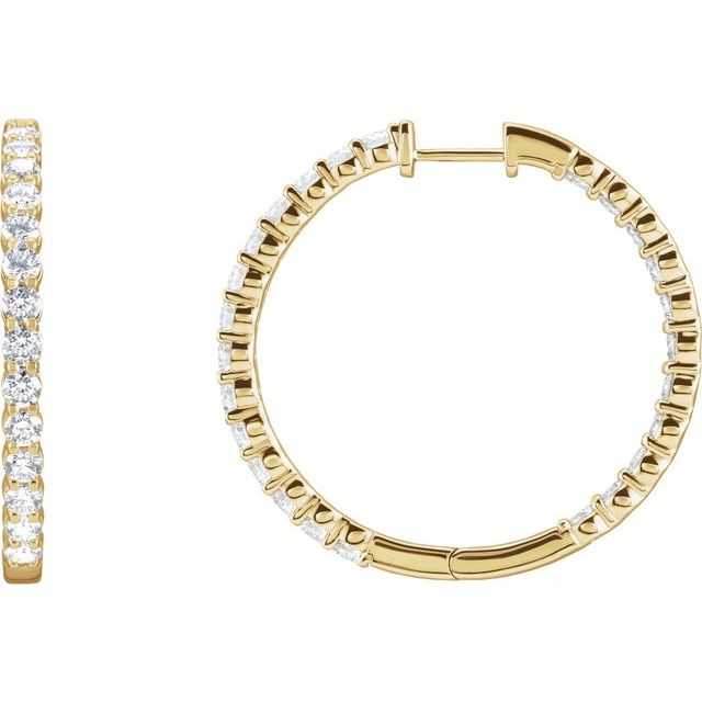 14K Diamond Hoop Earrings, Hinged Series 653631