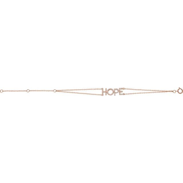 14K Rose 1/4 CTW Natural Diamond Hope 5-7" Bracelet