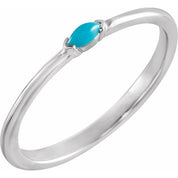 14K White Natural Turquoise Stackable Ring