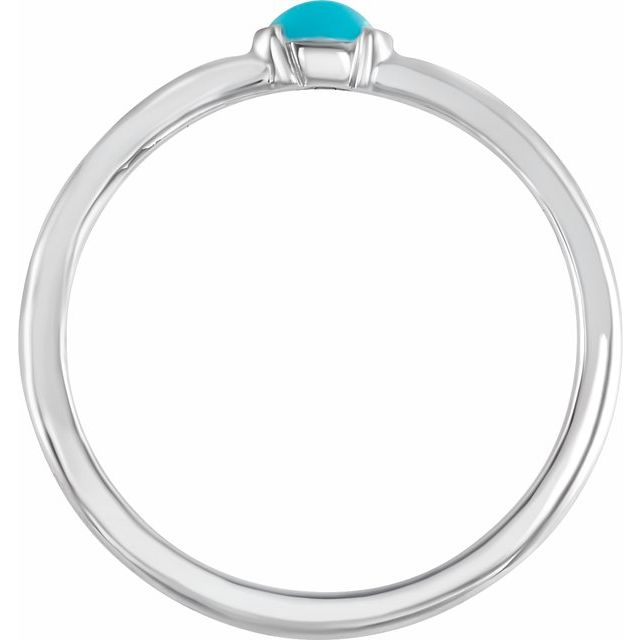 14K White Natural Turquoise Stackable Ring